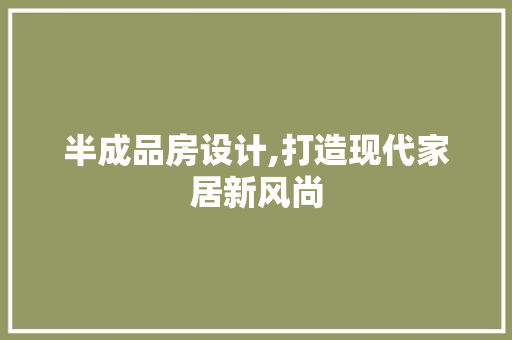 半成品房设计,打造现代家居新风尚