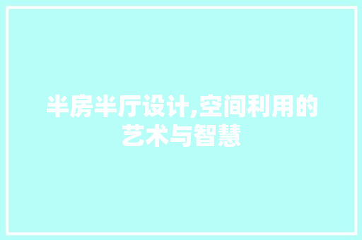 半房半厅设计,空间利用的艺术与智慧
