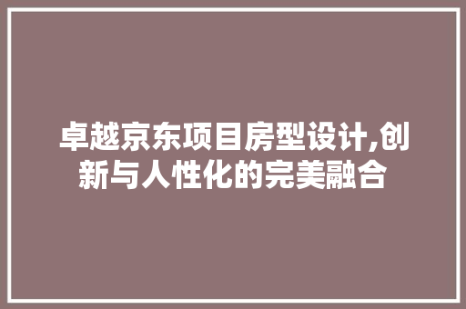 卓越京东项目房型设计,创新与人性化的完美融合
