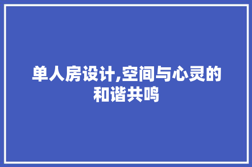 单人房设计,空间与心灵的和谐共鸣