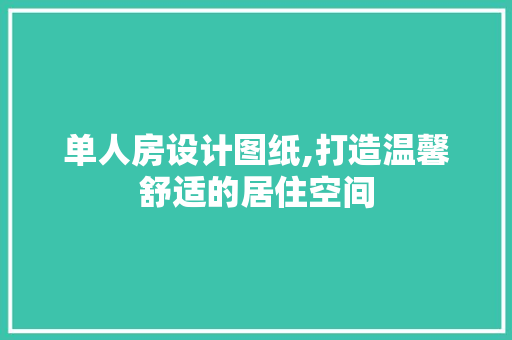 单人房设计图纸,打造温馨舒适的居住空间
