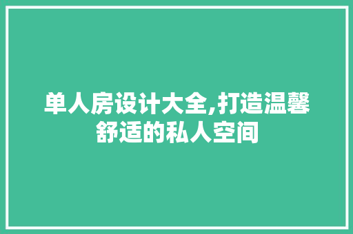 单人房设计大全,打造温馨舒适的私人空间