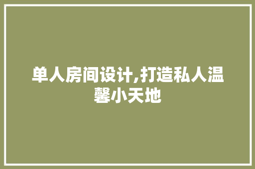 单人房间设计,打造私人温馨小天地