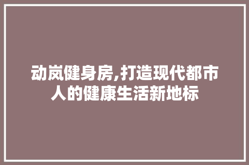 动岚健身房,打造现代都市人的健康生活新地标