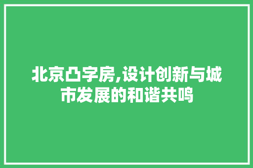 北京凸字房,设计创新与城市发展的和谐共鸣