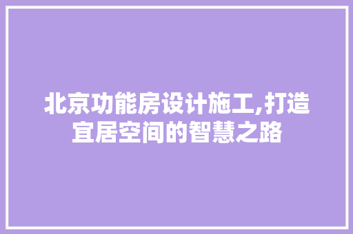 北京功能房设计施工,打造宜居空间的智慧之路
