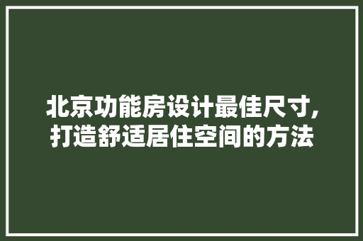 北京功能房设计最佳尺寸,打造舒适居住空间的方法