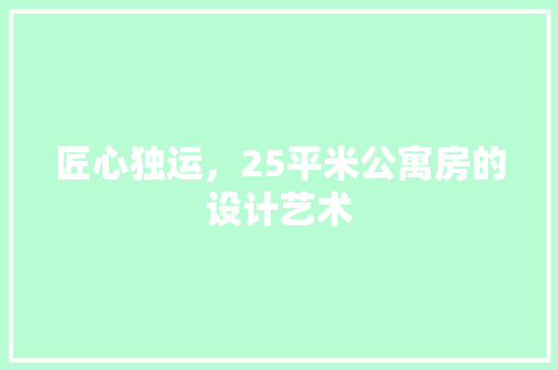 匠心独运，25平米公寓房的设计艺术