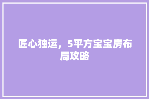 匠心独运，5平方宝宝房布局攻略
