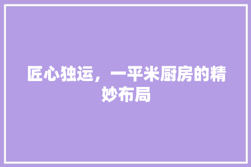 匠心独运，一平米厨房的精妙布局