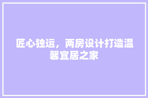 匠心独运，两房设计打造温馨宜居之家