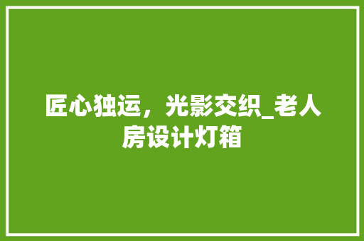 匠心独运，光影交织_老人房设计灯箱