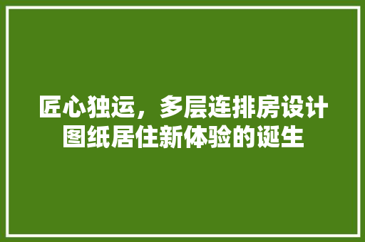 匠心独运，多层连排房设计图纸居住新体验的诞生