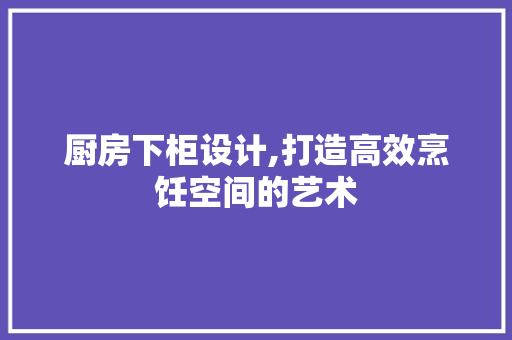 厨房下柜设计,打造高效烹饪空间的艺术