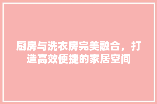 厨房与洗衣房完美融合，打造高效便捷的家居空间