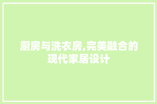 厨房与洗衣房,完美融合的现代家居设计