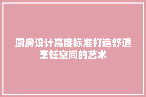 厨房设计高度标准打造舒适烹饪空间的艺术
