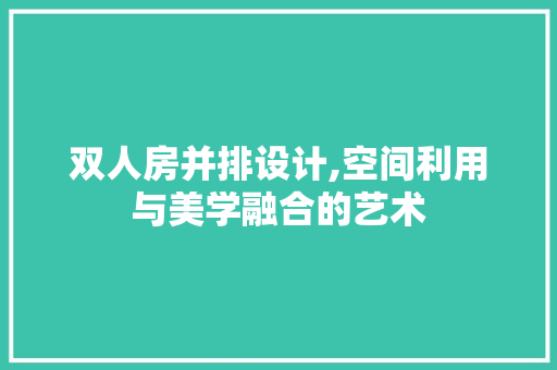 双人房并排设计,空间利用与美学融合的艺术