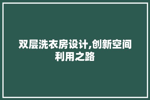 双层洗衣房设计,创新空间利用之路