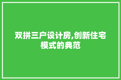 双拼三户设计房,创新住宅模式的典范
