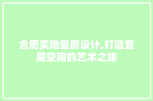 合肥实地量房设计,打造宜居空间的艺术之旅