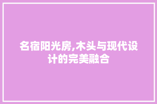 名宿阳光房,木头与现代设计的完美融合