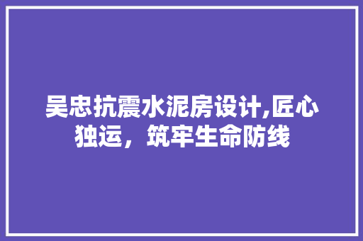 吴忠抗震水泥房设计,匠心独运，筑牢生命防线