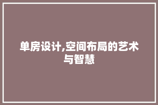 单房设计,空间布局的艺术与智慧