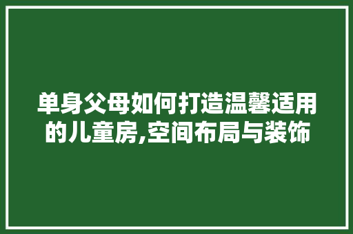 单身父母如何打造温馨适用的儿童房,空间布局与装饰艺术
