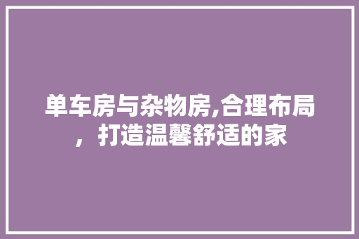 单车房与杂物房,合理布局，打造温馨舒适的家