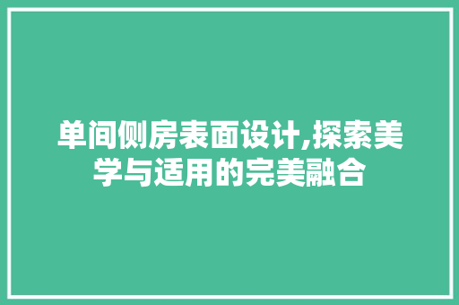 单间侧房表面设计,探索美学与适用的完美融合