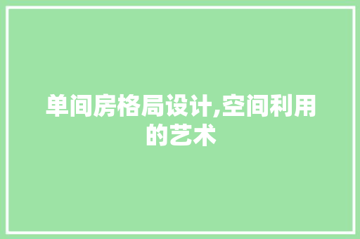 单间房格局设计,空间利用的艺术