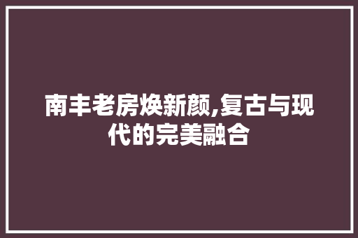 南丰老房焕新颜,复古与现代的完美融合