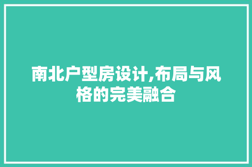 南北户型房设计,布局与风格的完美融合