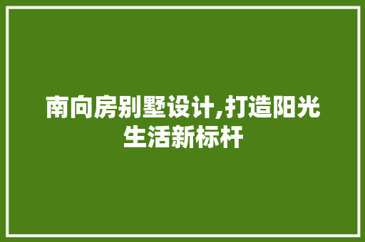 南向房别墅设计,打造阳光生活新标杆