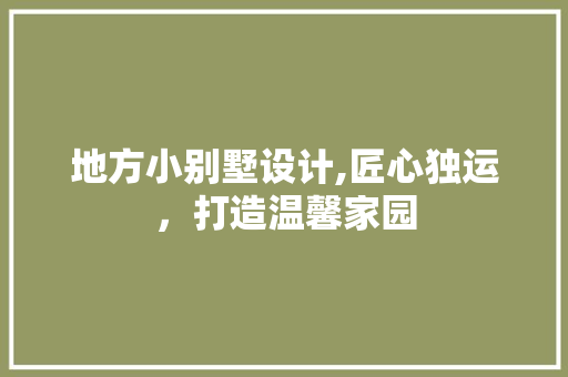 地方小别墅设计,匠心独运，打造温馨家园