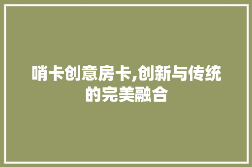 哨卡创意房卡,创新与传统的完美融合