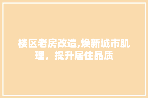 楼区老房改造,焕新城市肌理，提升居住品质