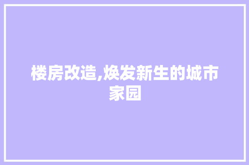 楼房改造,焕发新生的城市家园