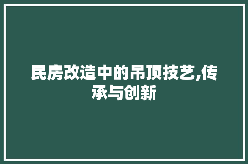 民房改造中的吊顶技艺,传承与创新