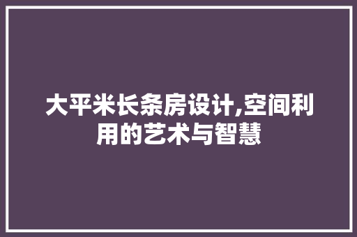 大平米长条房设计,空间利用的艺术与智慧