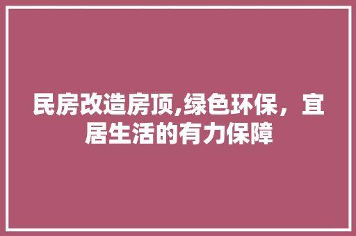 民房改造房顶,绿色环保，宜居生活的有力保障