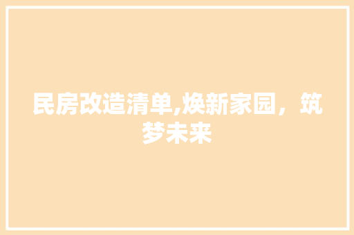 民房改造清单,焕新家园，筑梦未来