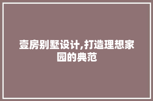 壹房别墅设计,打造理想家园的典范