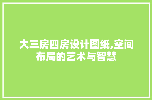 大三房四房设计图纸,空间布局的艺术与智慧