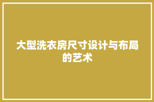 大型洗衣房尺寸设计与布局的艺术