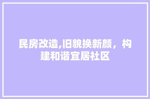 民房改造,旧貌换新颜，构建和谐宜居社区