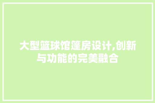 大型篮球馆篷房设计,创新与功能的完美融合
