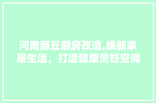 河南商丘厨房改造,焕新家居生活，打造健康烹饪空间