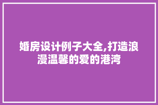 婚房设计例子大全,打造浪漫温馨的爱的港湾